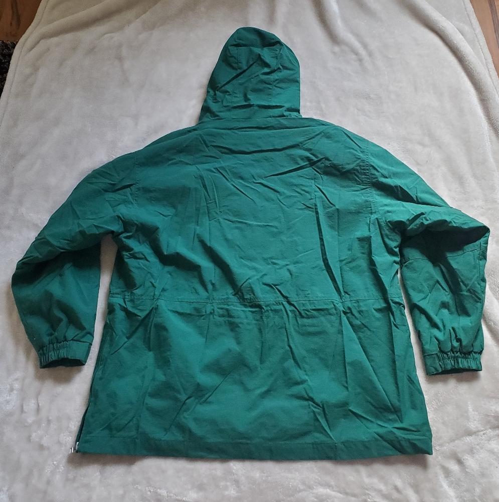 Mens Pullover Anorak XL Green Soft Shell Windbreaker Hooded Woolrich - Picture 9 of 12